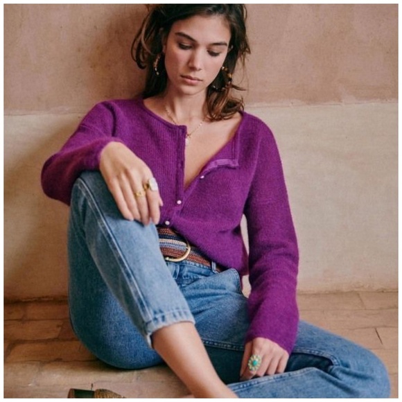 SÉZANE Gaspard Mohair Alpaca Knit Jumper - Purple - Picture 2 of 7